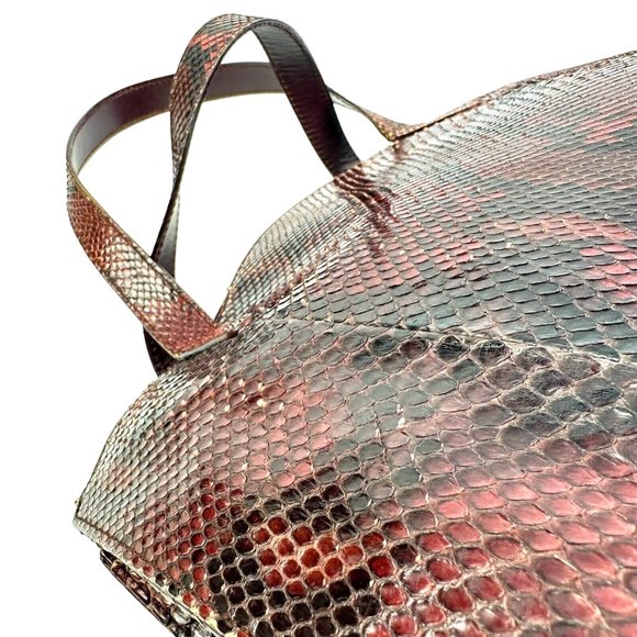 Gucci domed top red grey & burgundy python leather satchel - Picture 15 of 15